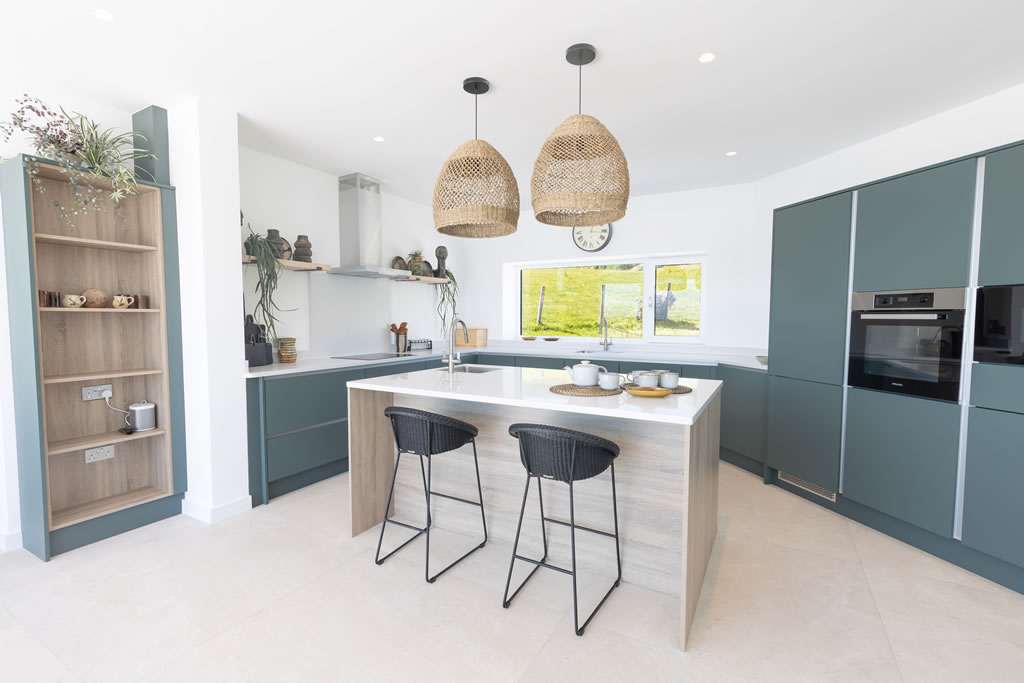 Breakfast bar in the kitchen at Golden Strand View holiday home, Achill Island