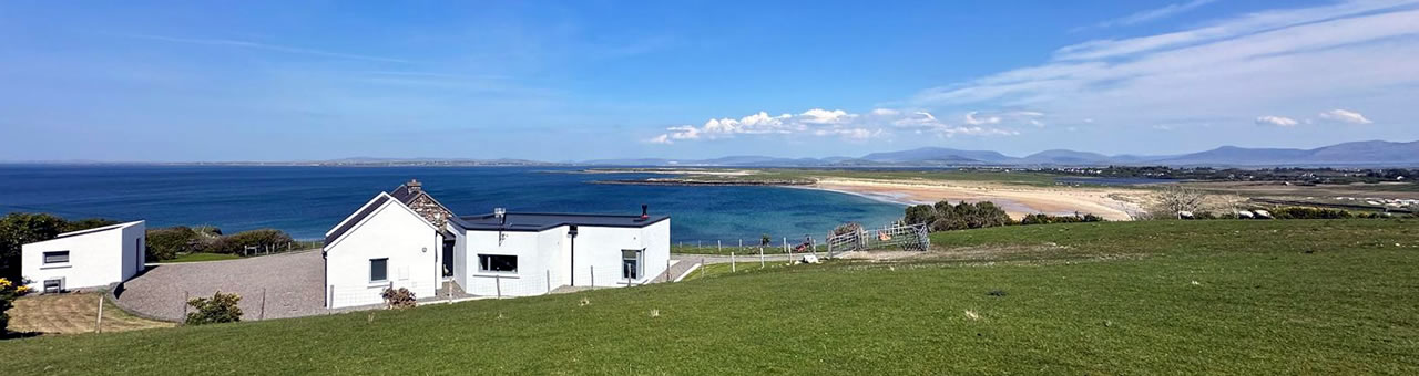View of Golden Strand View holiday home set above Golden Strand beach and Blacksod Bay