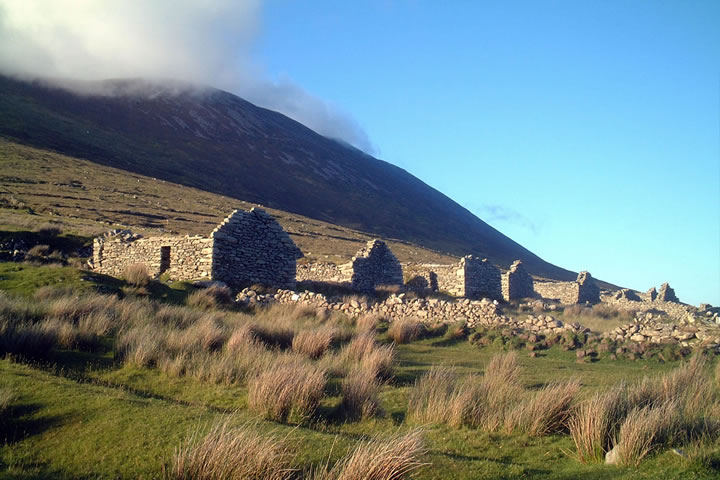 Ruined cottages at the Deserted Village, Slievemore, Achill Island
