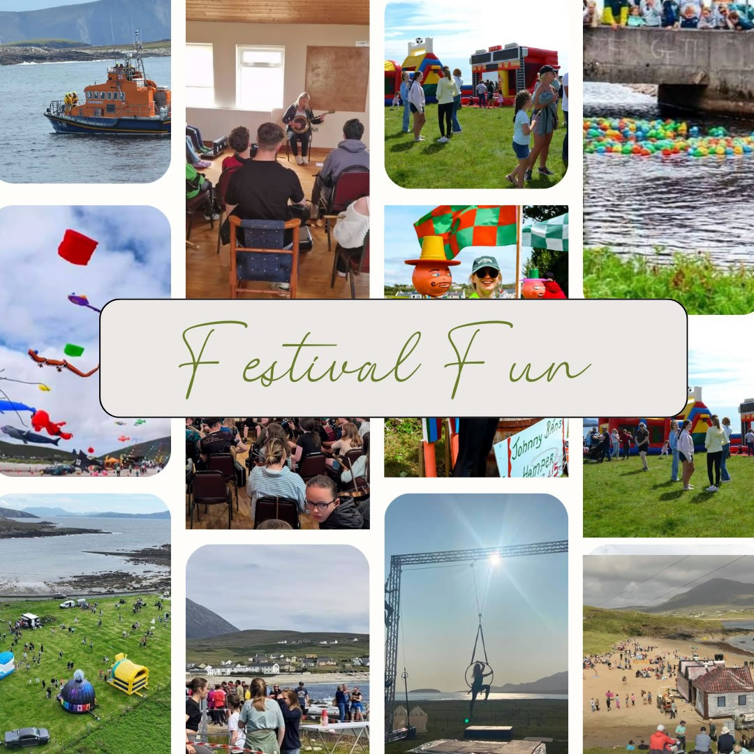 Montage of images from festivals held on Achill Island in 2024
